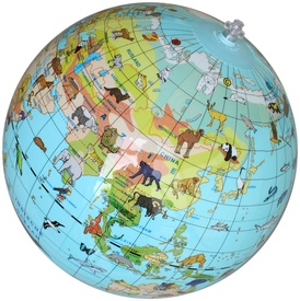 Opblaasbare wereldbol - globe met Dieren | Caly Toys