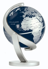 Wereldbol - Globe Merlin silver/blue  ø 10 cm | Stellanova