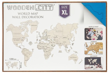 Wereldkaart in hout XL Blauw | Wooden City