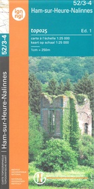 Wandelkaart - Topografische kaart 52/3-4 Topo25 Nalinnes - Ham sur Heure | NGI - Nationaal Geografisch Instituut