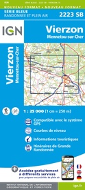 Wandelkaart - Topografische kaart 2223 SB - Serie Bleue Vierzon, Mennetou-sur-Cher | IGN - Institut Géographique National