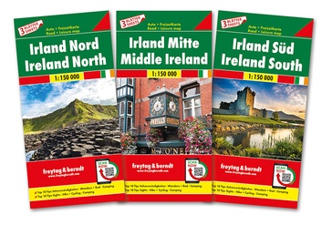 Wegenkaart - landkaart Ierland Noord-Midden-Zuid set 3 kaarten | Freytag & Berndt