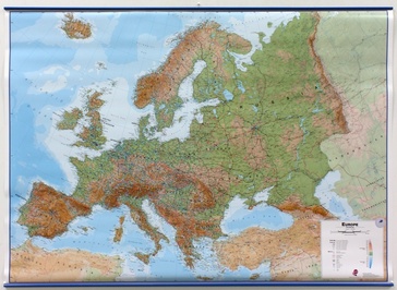 Wandkaart Europa Natuurkundig, 135 x 98 cm | Maps International