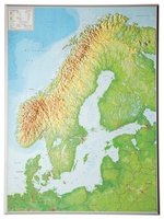 Scandinavië met voelbaar 3D reliëf 77 x 55 x 2 cm