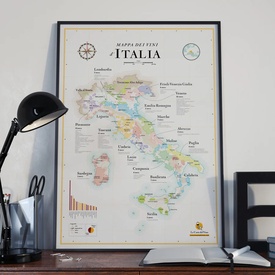 Poster Italy Wine map | 50 x 70 cn | La carte des vins