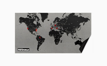 Wereldkaart Pin world Black Large 124 x 66 cm | Palomar