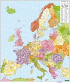 Wandkaart Europa met postcodes | Freytag & Berndt