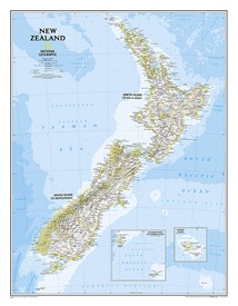 Wandkaart New Zealand - Nieuw Zeeland 60 x 77 cm | National Geographic